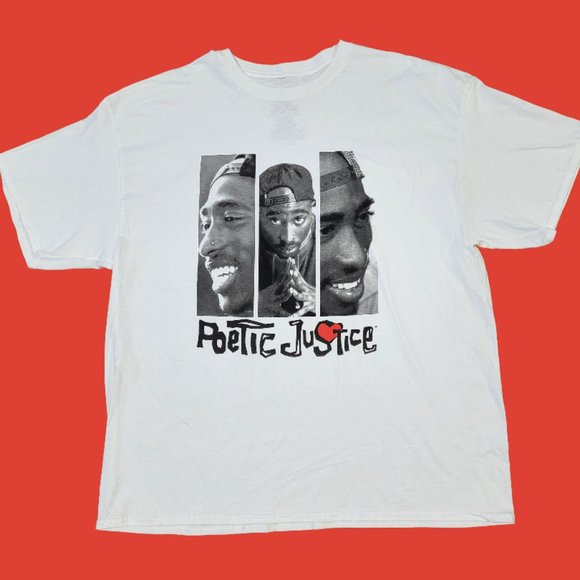 Tupac Poetic Justice White Graphic T-Shirt - Picture 1 of 4